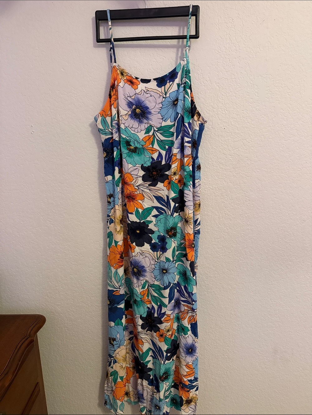 O'Neill Floral Spaghetti-Strap Maxi Dress - Turquoise, Orange & Navy